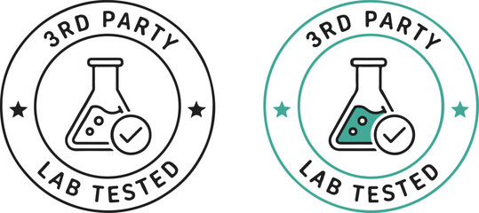 3rd Party Lab Tested Vector Icon Seal on White Background