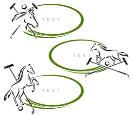 Horse polo labels and icon set. Collection icons porse polo. Vector