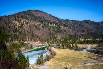Fototapeta premium Frozen barrier lake in Bavaria