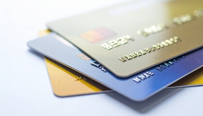 "Stack of credit cards, isolated on white background, payment concept"
