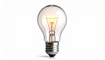 "Light bulb glowing, isolated on white background, innovation concept"
