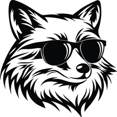 Cool Fox with Sunglasses Animal Art on White Background
