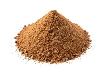 Close-up of a fine brown powder or spice on black background suitable for culinary or cosmetic use