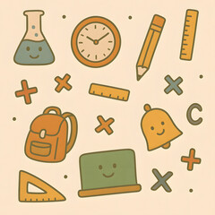 Seamless School and Education Doodle Pattern – Back to School Illustration