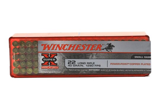 Winchester Brand firearm ammunition. Winchester bullets have been used since 1866. They operated by Olin Corporation	