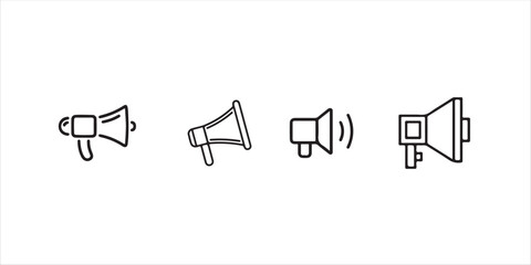 Simple Line Icons of Megaphones Representing Communication