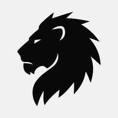 Silhouette lion head majestic animal portrait vector illustration