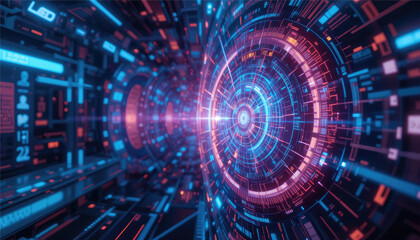 Futuristic holographic interface background.