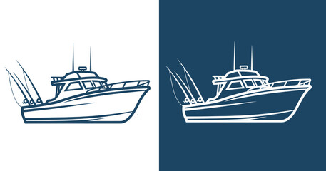 Sport Fishing Boat Illustration Vector Art of a Yacht for Marine Activities and Recreation