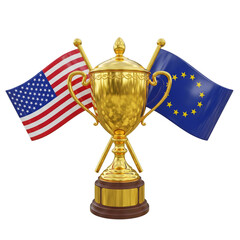 Usa and eu trophy isolated on transparent background