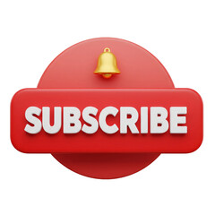 Subscribe button isolated on transparent background