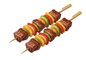 Delicious chocolate-covered fruit and vegetable skewers for healthy snacking or parties