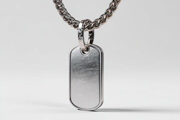 Fototapeta premium Silver dog tag pendant on chain