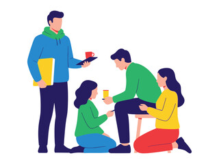 Collaborative Support Meeting: A group of diverse individuals is engaged in a compassionate and supportive interaction, symbolizing empathy, listening, and unity. 