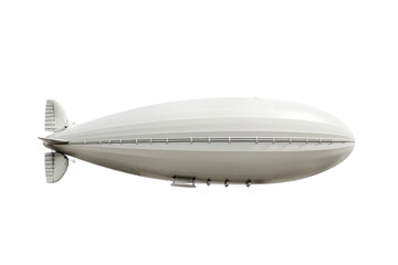 Clean white commercial blimp flying left for brand visibility.