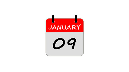 Abstract glowing january month date 9 calendar icon animation design motion graphics template digital reminder schedule planner futuristic timeline countdown interface background element