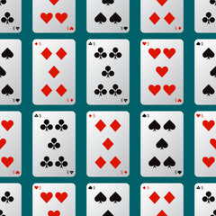 Playing cards seamless pattern, vector illustration.