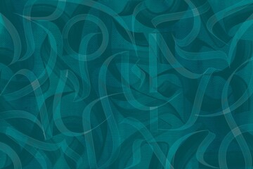 Abstract background with smooth calligraphic strokes in dark turquoise shades. Artistic texture creates a sense of depth and movement, perfect for design, print, and decoration.