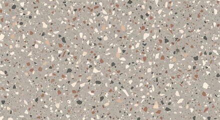 Terrazzo Pattern with Multicolored Stone Fragments on Light Gray Background – Modern Surface Texture for Interior Design