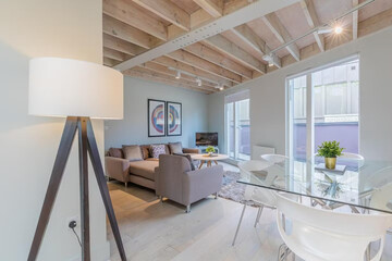 Modern luxury apartment interior in minimal scandinavian style, 3d rendering