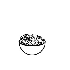 vector illustration of noodles in bowl, Doodle line noodle in the bowl for coloring book, noodle in the chopsticks