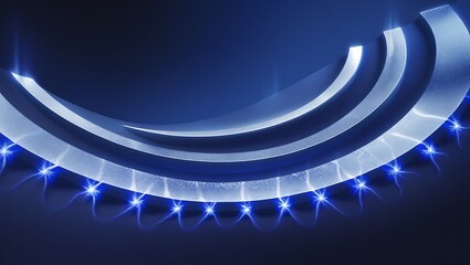 Curving light sculpture with blue led accents