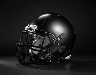 Fototapeta premium The Lone Football Helmet in black background