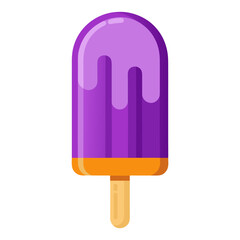 Vibrant purple popsicle on a wooden stick vector illustration
