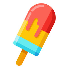 White popsicle with wooden stick color vector design