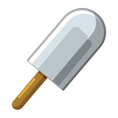 Silver popsicle with wooden stick vector design