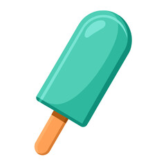 Cool teal popsicle treat with wooden stick vector illustration