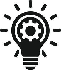 Lightbulb Gear Icon Symbol on White Mechanism Innovation Creativity Concept