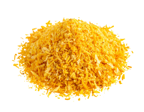 Hand-Grated Lemon Zest Pile, Angled Side View, isolated
