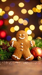 Festive Gingerbread Man Cookie Christmas Holiday Treat.