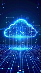 Glowing Digital Cloud Network Data Storage Technology.