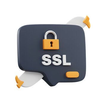 SSL Encryption: Secure Data Transfer Icon, 3D Render
