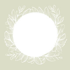 Pastel toned floral, spring colors round frame, vector illustration with empty space for text