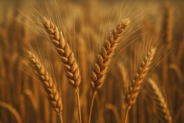 Golden wheat field close-up with vintage filter effects capturing harvest season and agricultural abundance concept