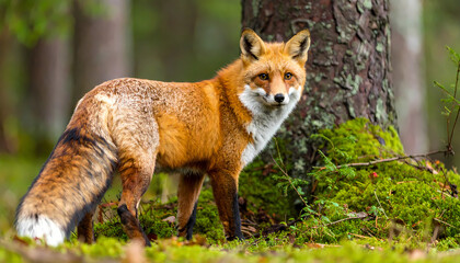 Red fox in forest scene