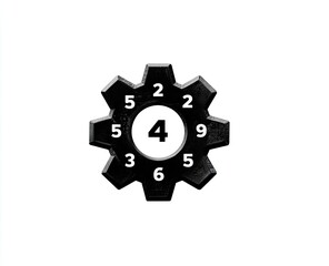 Black gear icon with numbers