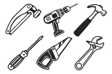 Naklejka premium Collection of tools isolated on white background