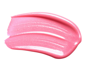 Pink lip gloss swatch isolated on transparent background. 