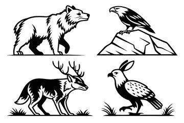 Fototapeta premium Wild animal silhouette collection