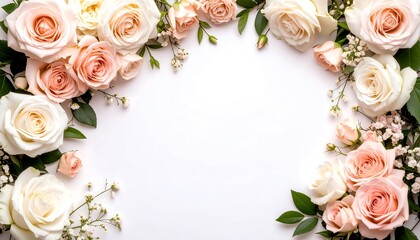 Peach  Cream Rose Frame.