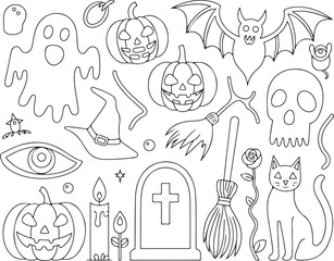 Obraz premium Set of Hand-Drawn Halloween Icons