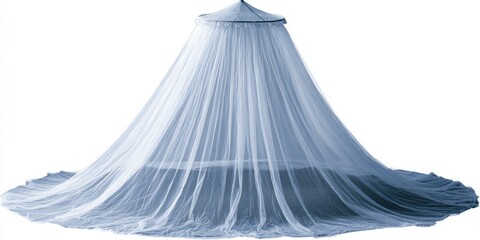 Light-blue dome-shaped mosquito net