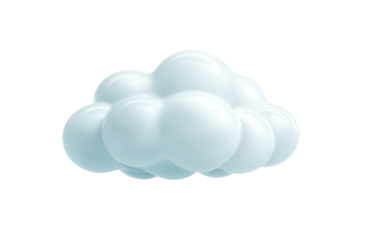 3D Render of a Puffy, Light Blue Cloud Icon, Isolated on a White Background for Modern Weather Forecast Applications