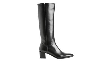 PNG black over the knee boots with heel on a transparent background