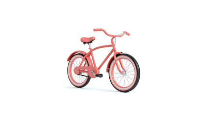 Obraz premium Salmon-Colored Bicycle Isolated on White Background for Transportation and Recreation