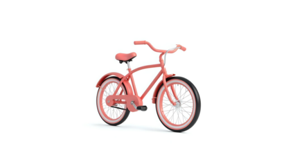 Salmon-Colored Bicycle Isolated on White Background for Transportation and Recreation